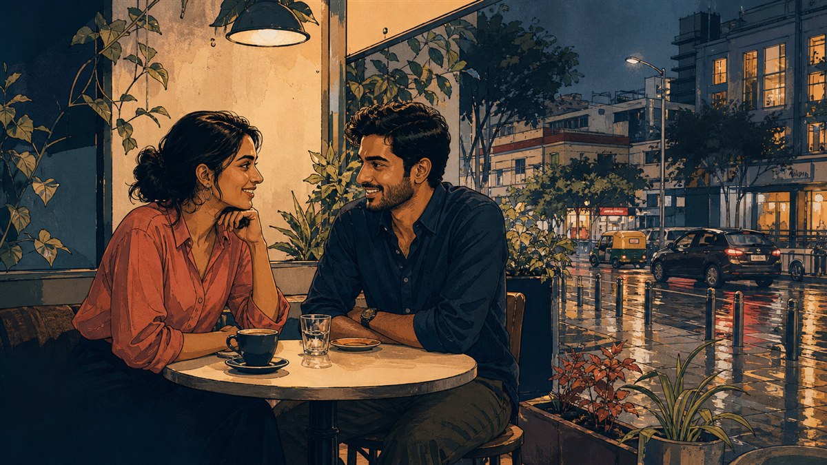 Illustration of a relaxed café meetup
